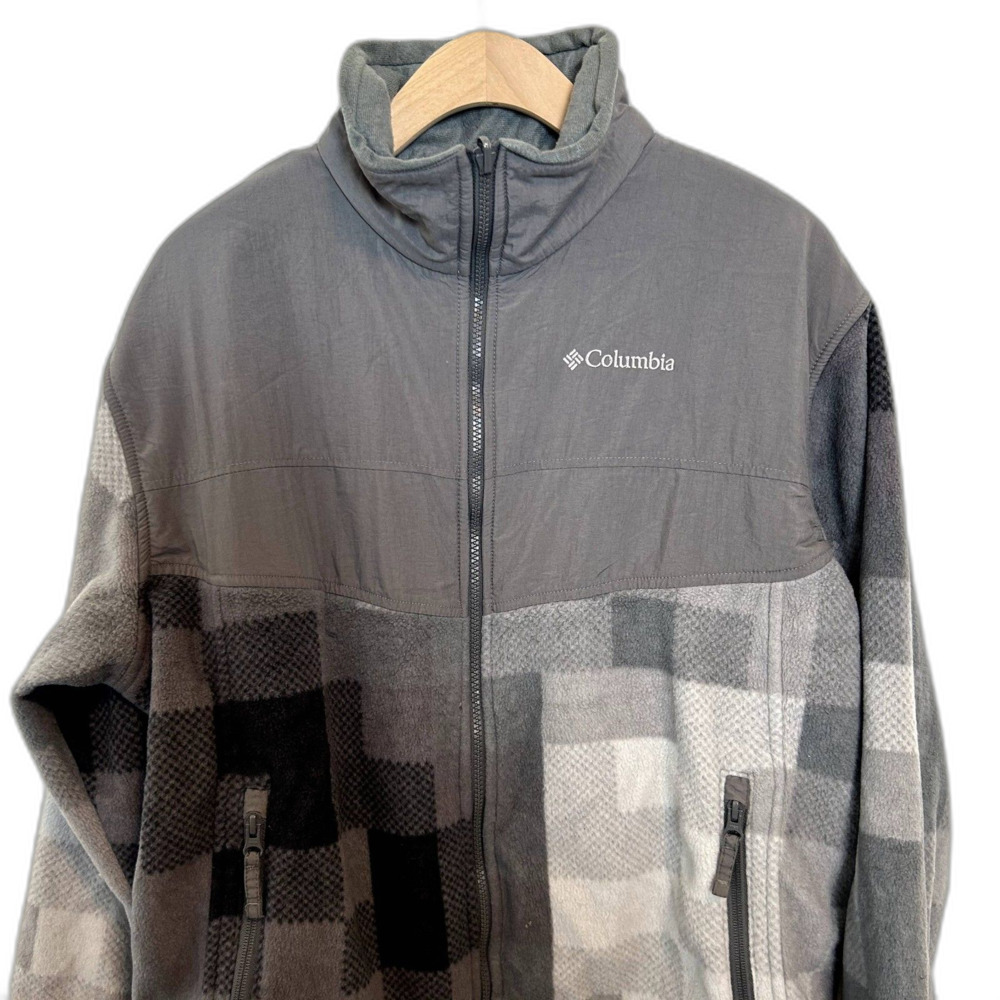 Columbia Mens Interchange Jacket Large Long Sleeve Full Zip Fleece Check Print - Picture 2 of 16